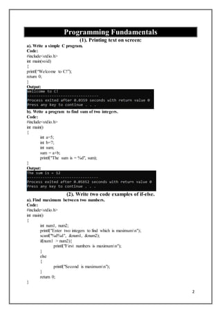 Programming fundamentals | PDF