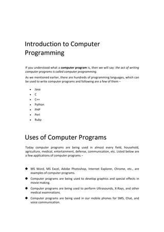 notes on Programming fundamentals | PDF