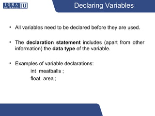 Declaring Statement Examples Programming Fundamentals - Lecture 1.ppt