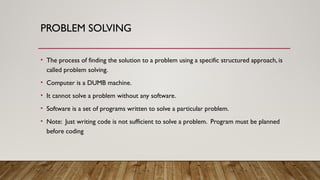 Comprehensive Guide to Programming Fundamentals and Problem Solving ...