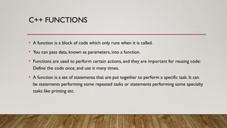 Comprehensive Guide to C++ Functions: Fundamentals and Applications | PPTX