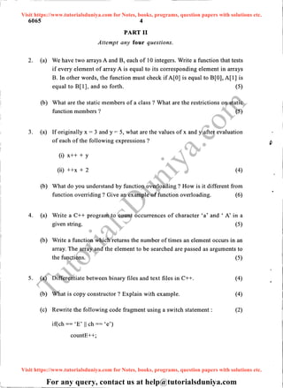 Programming fundamentals using c++ question paper 2014 tutorialsduniya ...