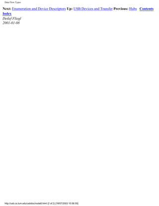 Data Flow Types
Next: Enumeration and Device Descriptors Up: USB Devices and Transfer Previous: Hubs Contents
Index
Detlef Fliegl
2001-01-08
http://usb.cs.tum.edu/usbdoc/node8.html (2 of 2) [18/07/2003 10:56:55]
 