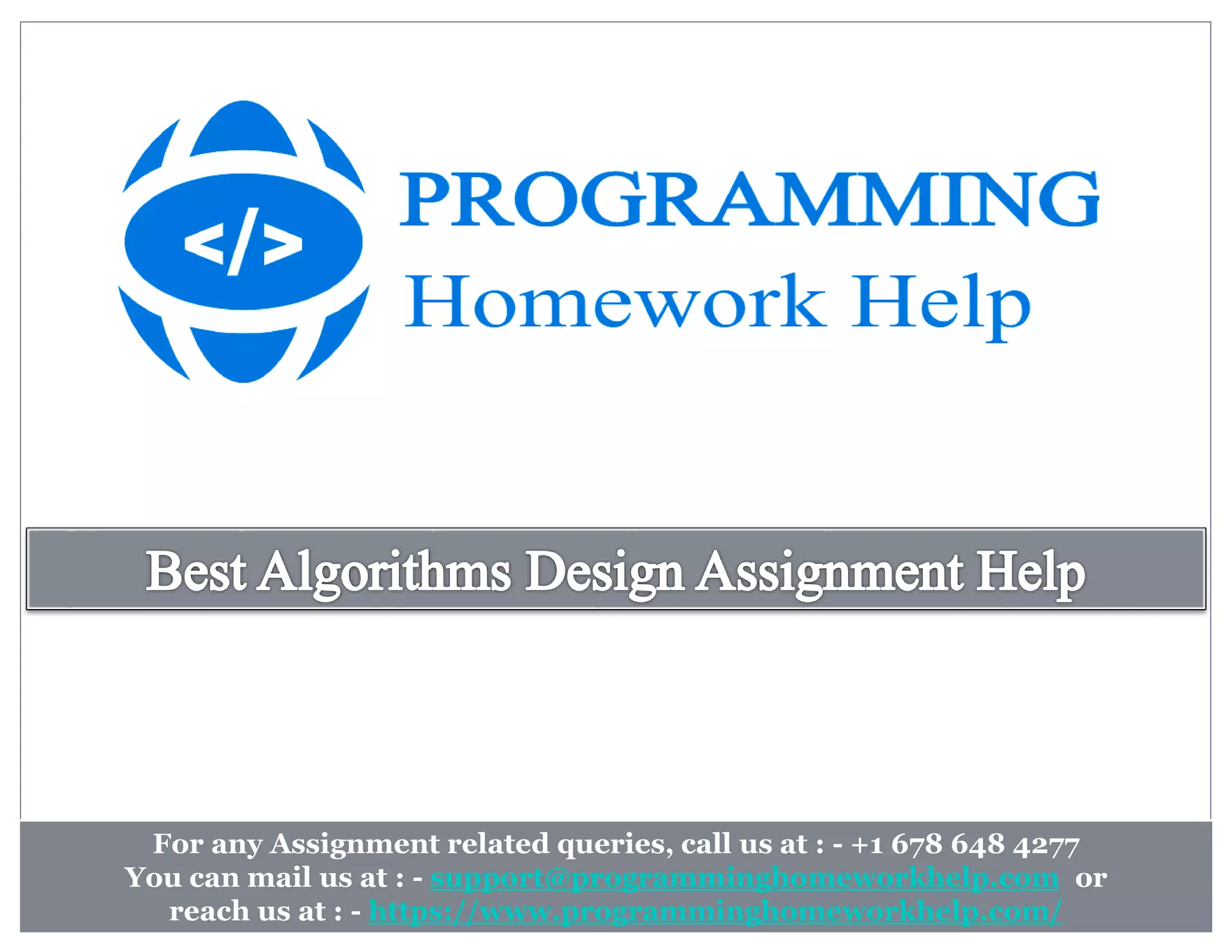 For any Assignment related queries, call us at : - +1 678 648 4277
You can mail us at : - support@programminghomeworkhelp.com or
reach us at : - https://www.programminghomeworkhelp.com/
 