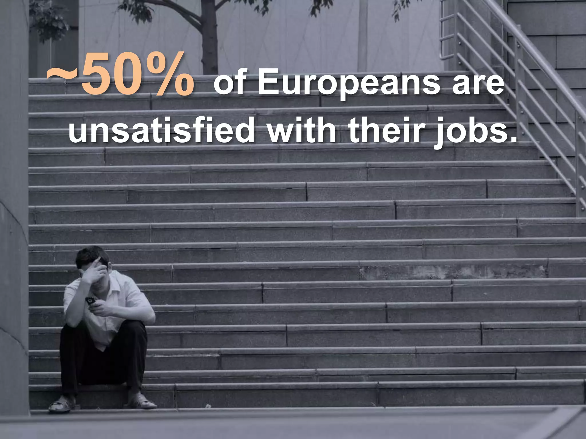 ~50% of Europeans are 
unsatisfied with their jobs. 
 