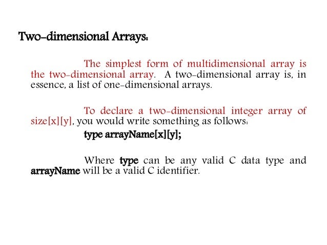 Programming in c Arrays