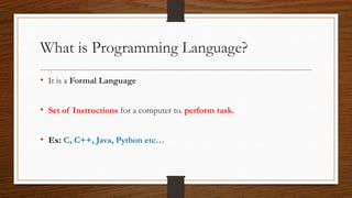 Programming in c (history of c) | PPT