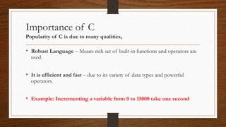 Programming in c (importance of c) | PPT