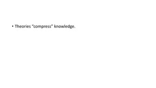 • Theories “compress” knowledge.
 