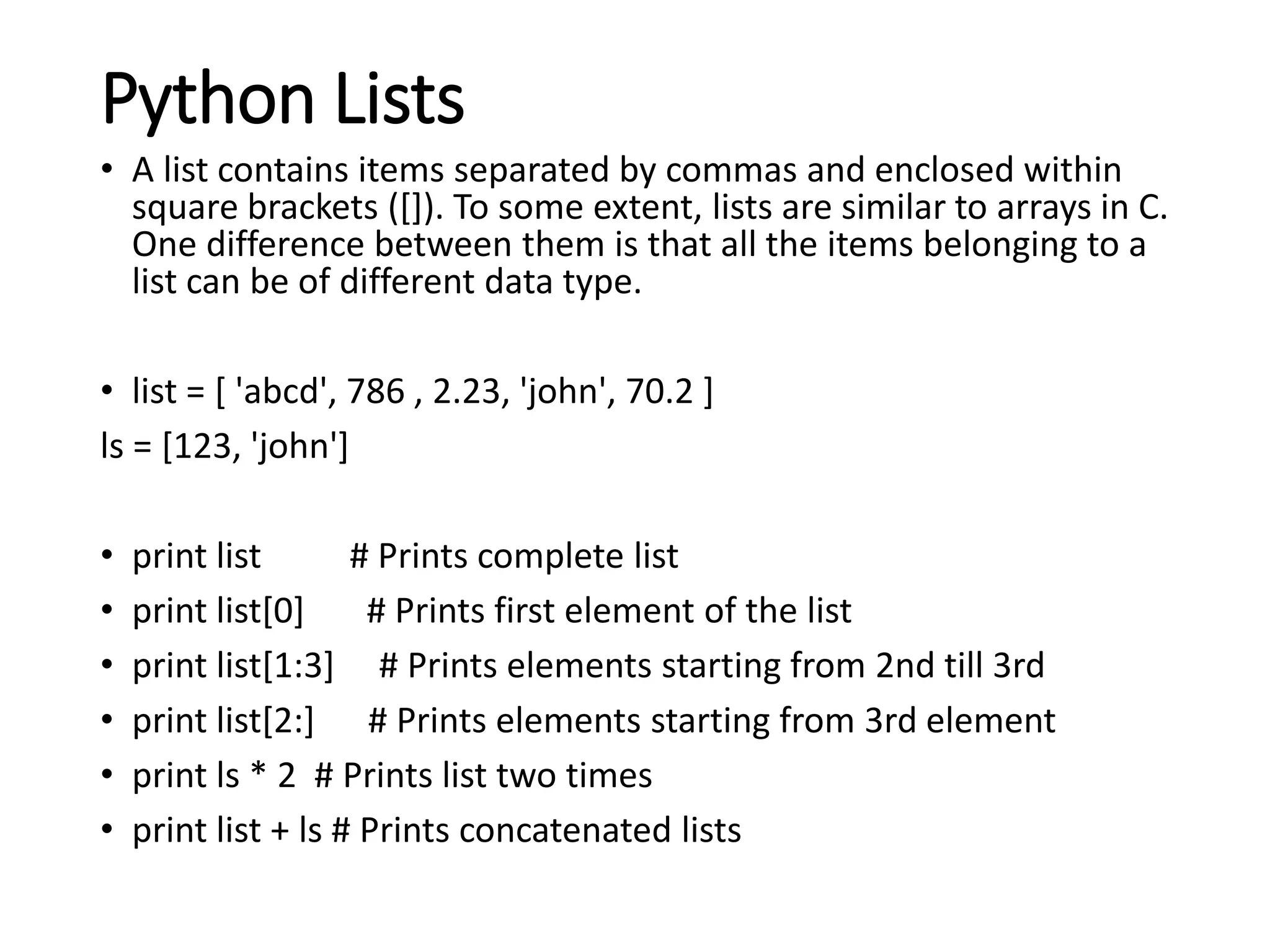 Programming in Python | PPT