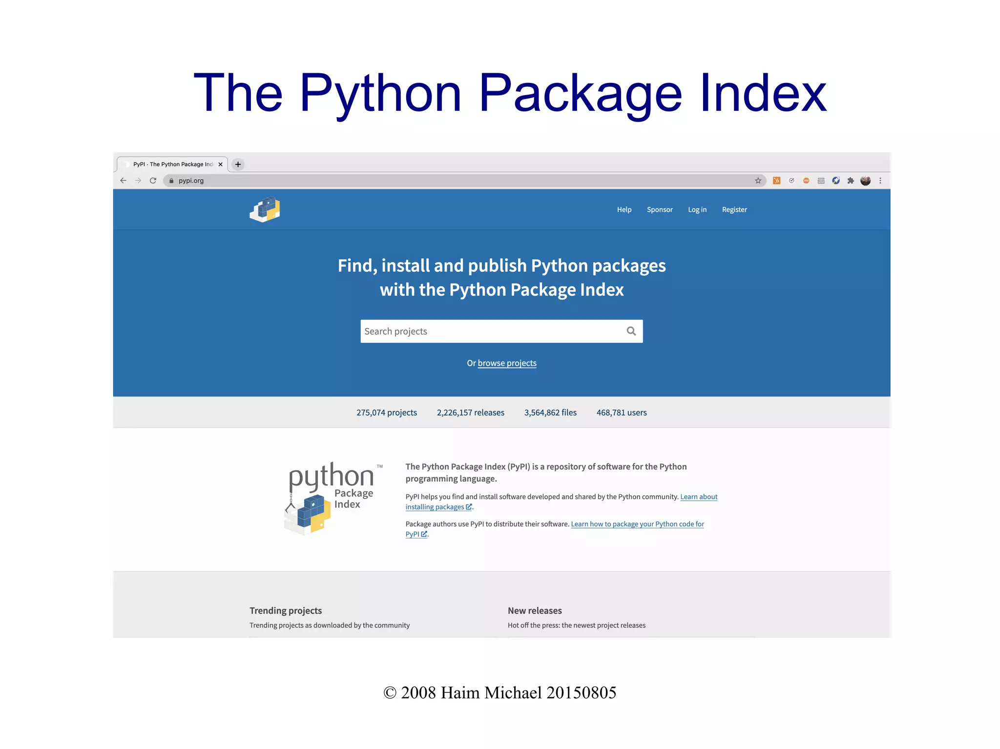 © 2008 Haim Michael 20150805 The Python Package Index 