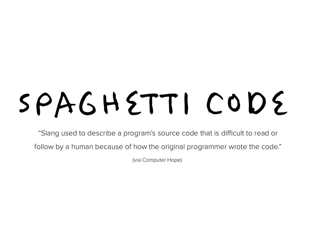 SPAGHETTI CODE “Slang used to