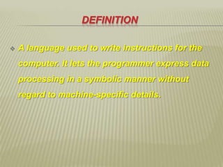 Programming language | PPTX | Programming Languages | Computing