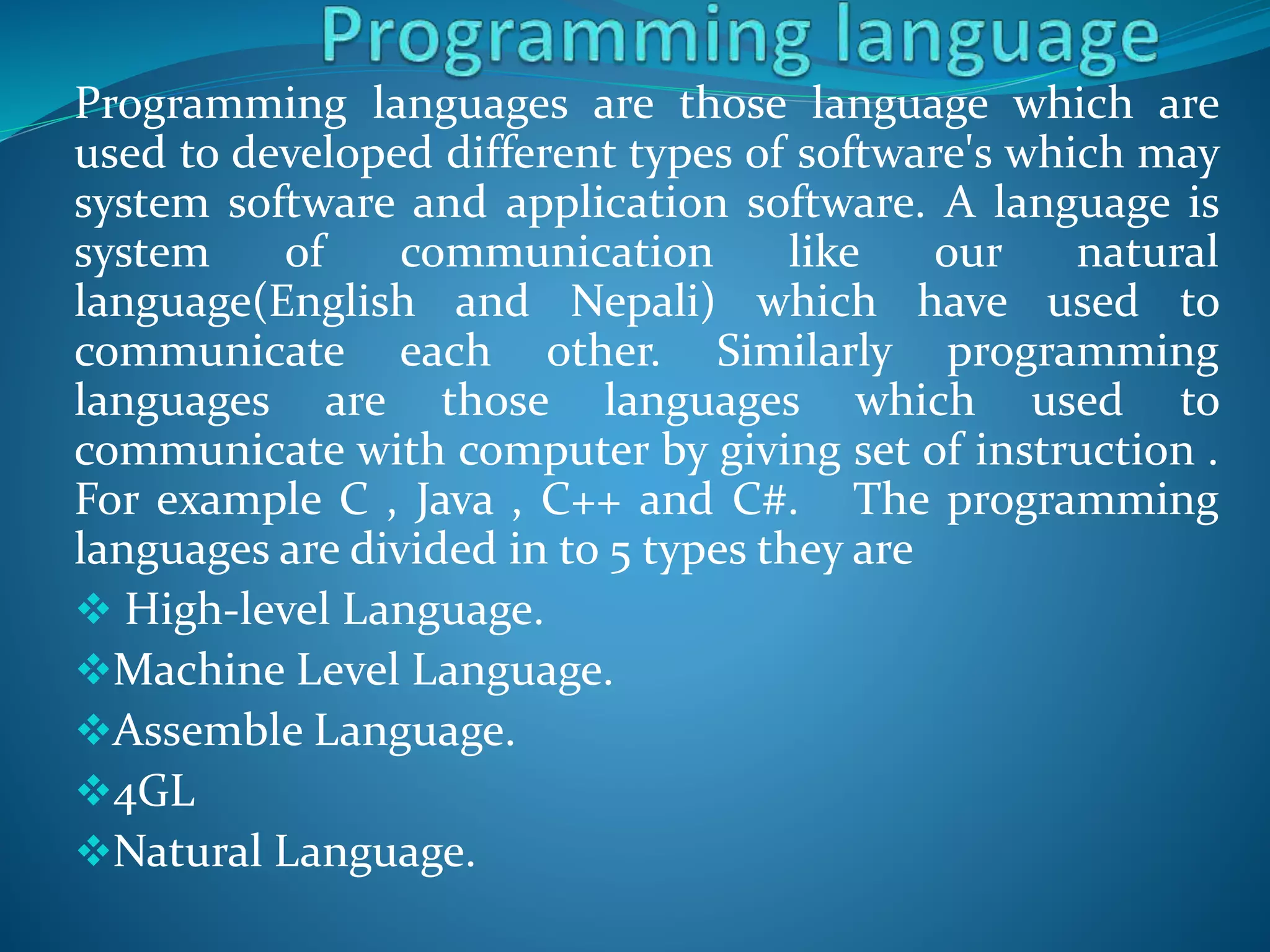 Programming language | PPTX