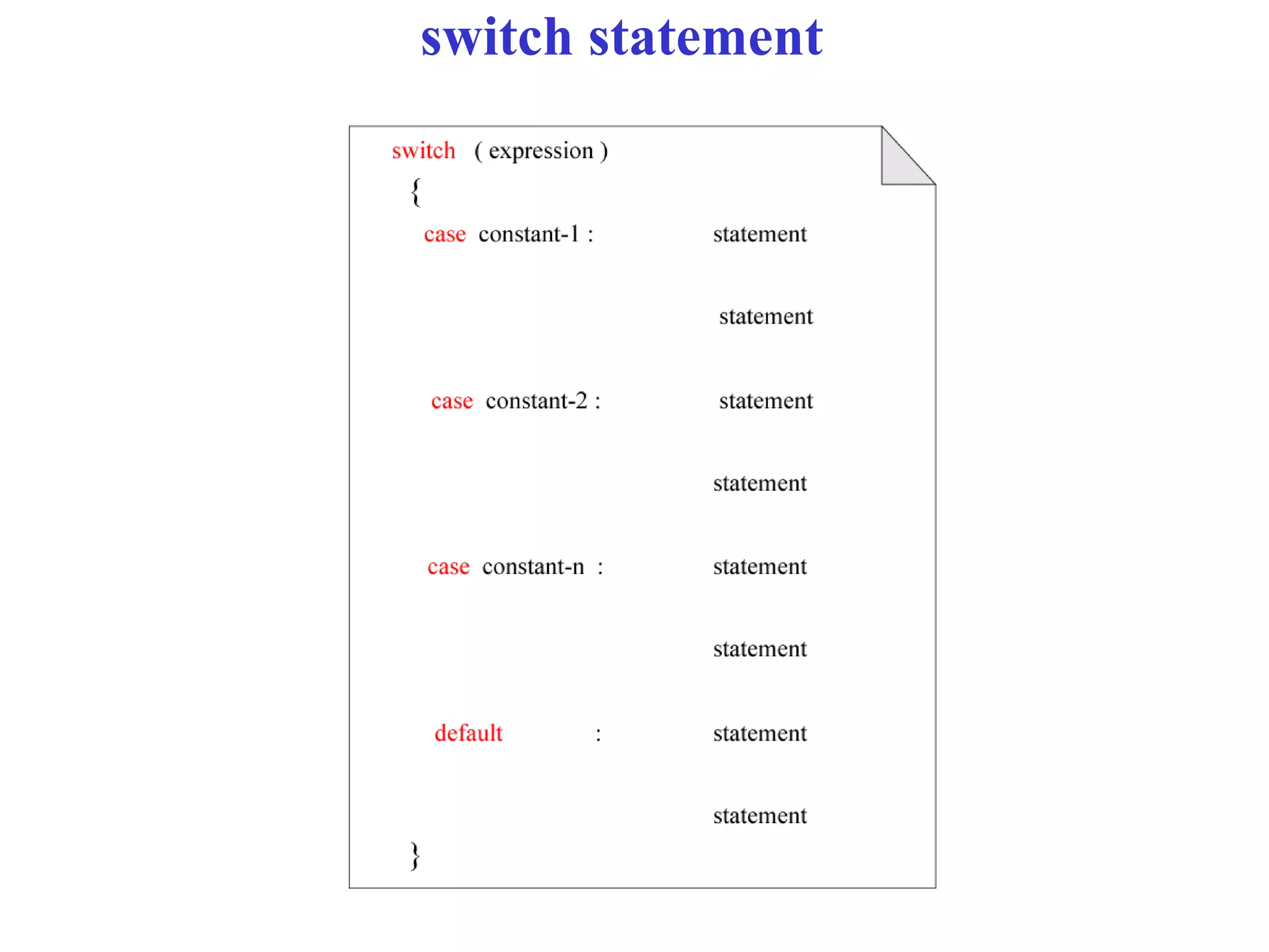 switch statement
 