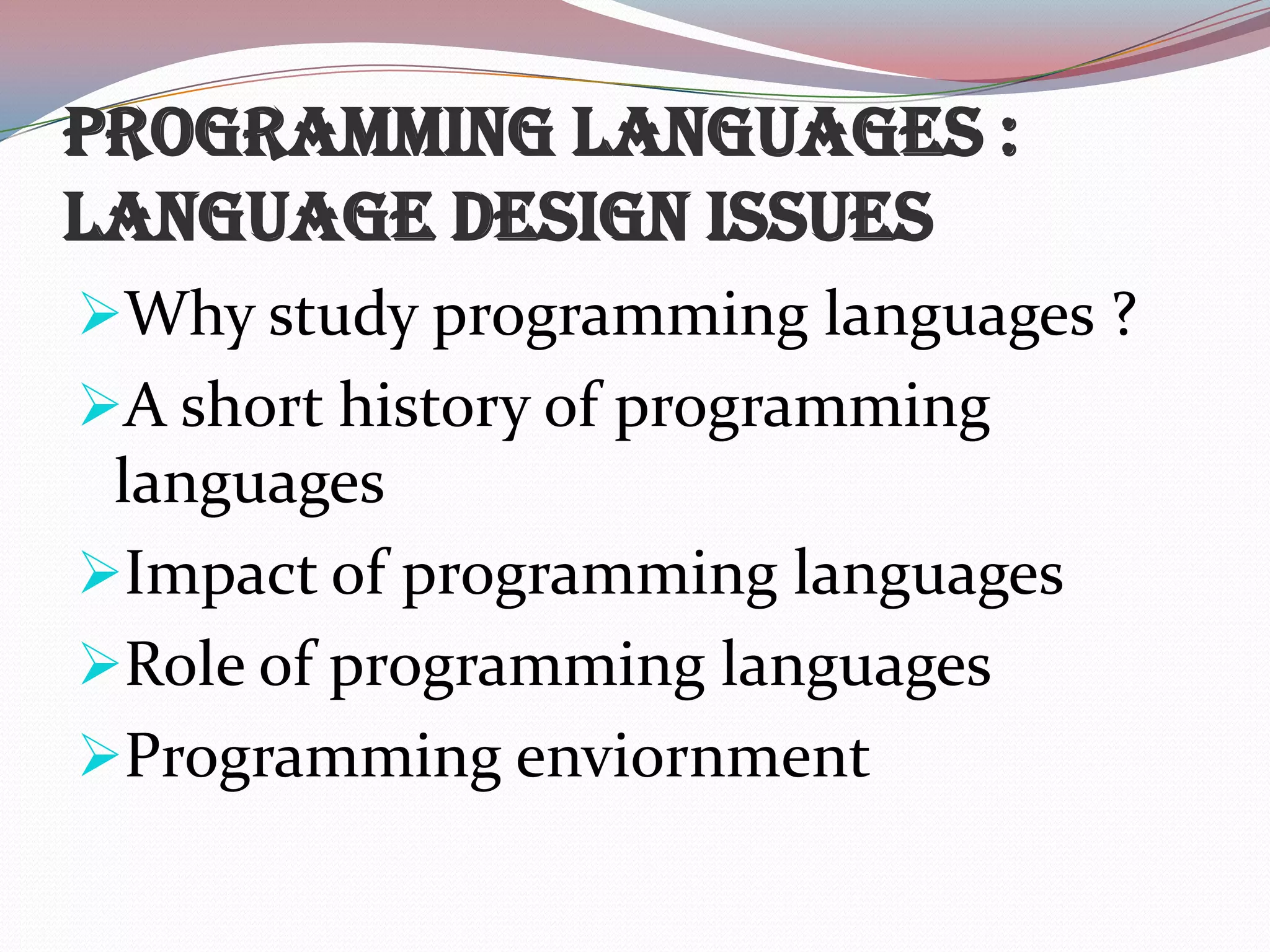 Programming language design and implemenation | PPT