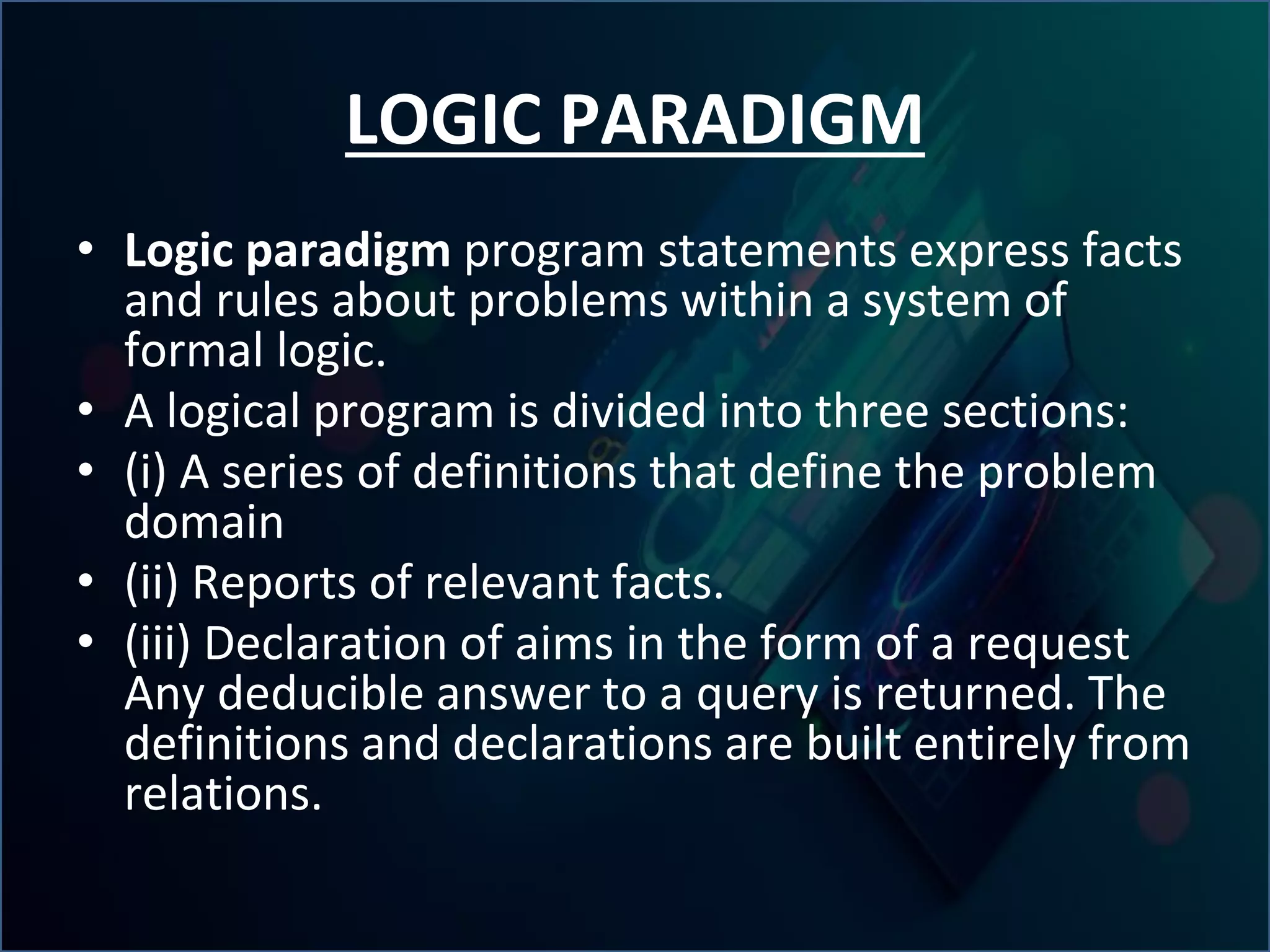 Programming language paradigms | PPTX | Programming Languages | Computing
