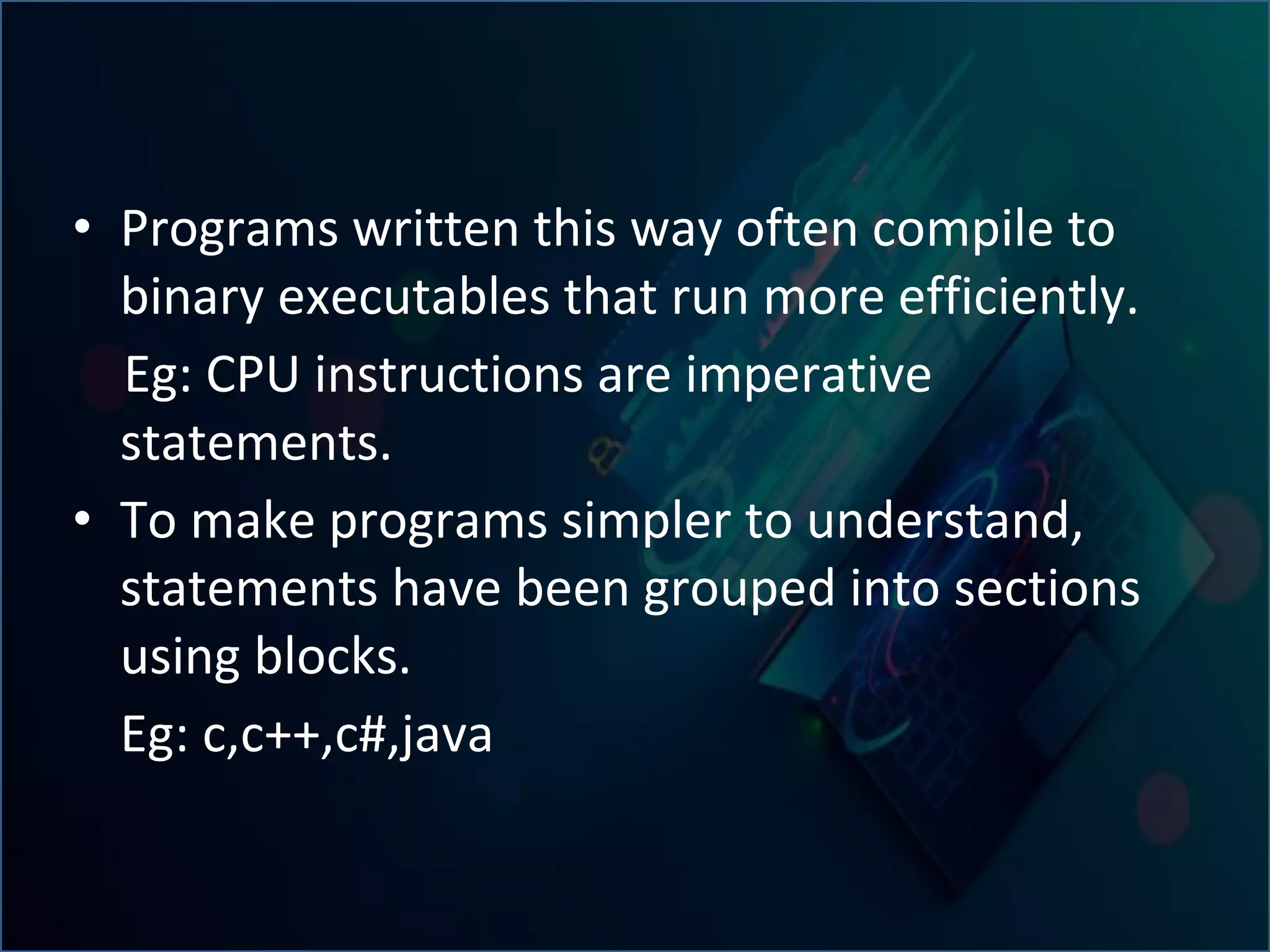 Programming language paradigms | PPTX | Programming Languages | Computing