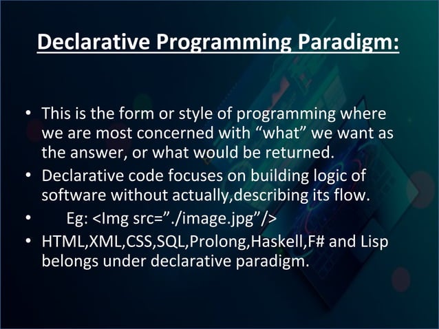 Programming language paradigms | PPTX | Programming Languages | Computing