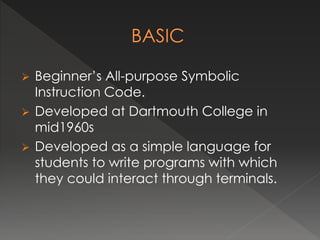 Programming languages | PPTX | Programming Languages | Computing