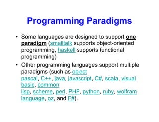 Programming Languages Categories / Programming Paradigm By: Prof. Lili ...