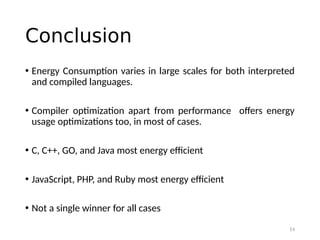 Programming Languages Energy Consumption: An Empirical Study | PPT