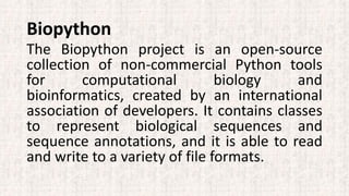 Programming languages in bioinformatics by dr. jayarama reddy | PDF