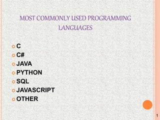 Programming languages java, python, sql and compare between c and ...