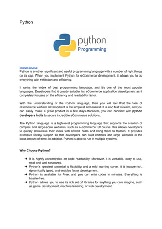 Programming languages used for ecommerce development | PDF