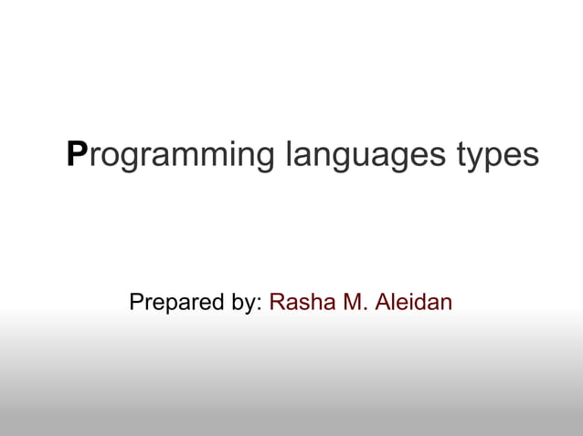Programming languagetypes | PPT