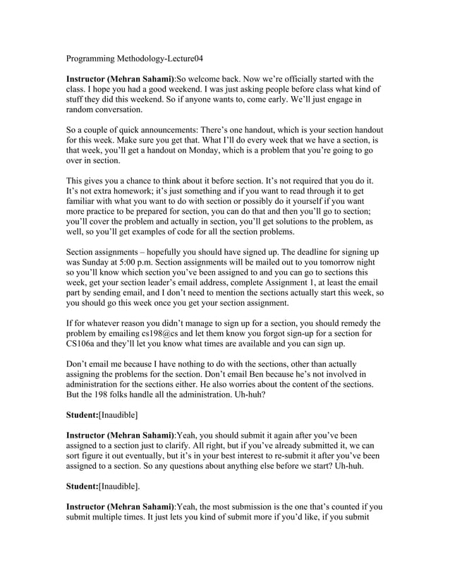 Programming methodology lecture04 | PDF