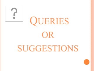 QUERIES
OR
SUGGESTIONS
 