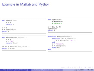 Matlab and Python: Basic Operations | PDF | Programming Languages ...