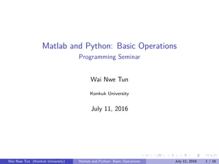Matlab and Python: Basic Operations | PPT