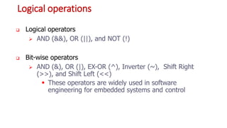 Arithmetic and Logic instructions in Embedded C | PPTX