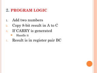 Programming with 8085 | PPT
