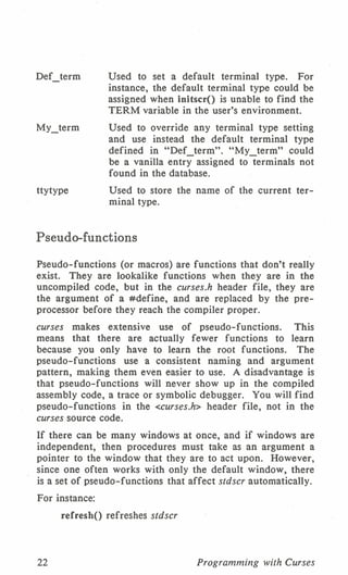 python curses programming guide | pdf | computer... Programming with curses C programming language Unix Systems | PDF
