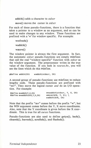 Programming with curses C programming language Unix Systems | PDF
