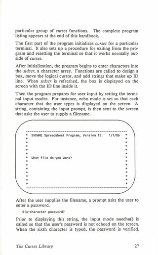 Programming with curses C programming language Unix Systems | PDF