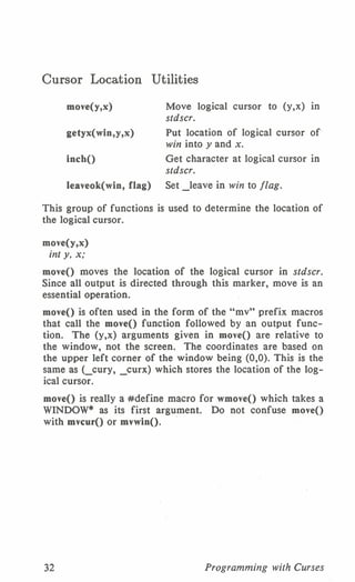 Programming with curses C programming language Unix Systems | PDF