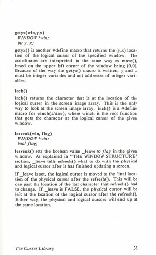 Programming with curses C programming language Unix Systems | PDF