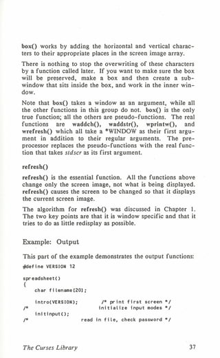 Programming with curses C programming language Unix Systems | PDF