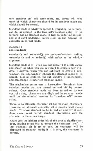 Programming with curses C programming language Unix Systems | PDF