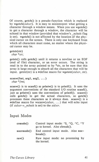 Programming with curses C programming language Unix Systems | PDF