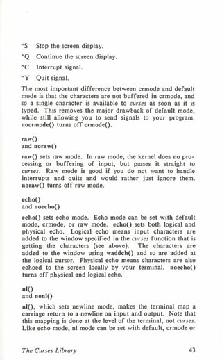 Programming with curses C programming language Unix Systems | PDF
