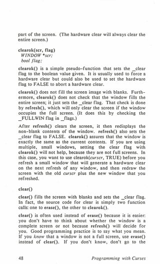 Programming with curses C programming language Unix Systems | PDF