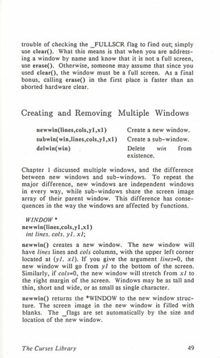 Programming with curses C programming language Unix Systems | PDF