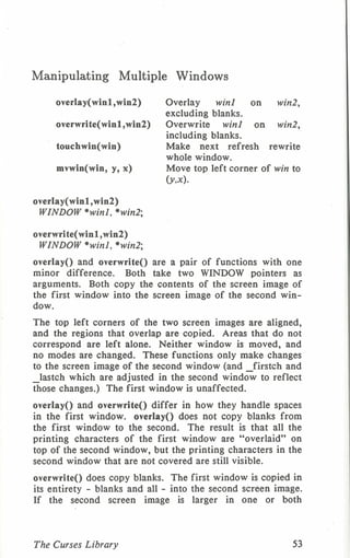 Programming with curses C programming language Unix Systems | PDF