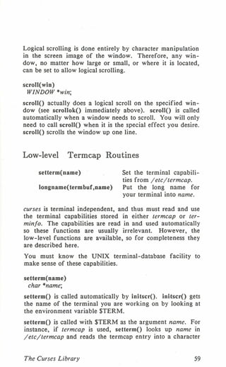 Programming with curses C programming language Unix Systems | PDF