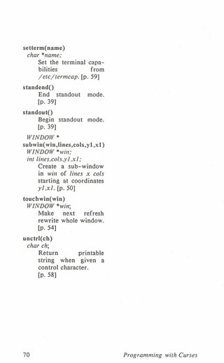 Programming with curses C programming language Unix Systems | PDF